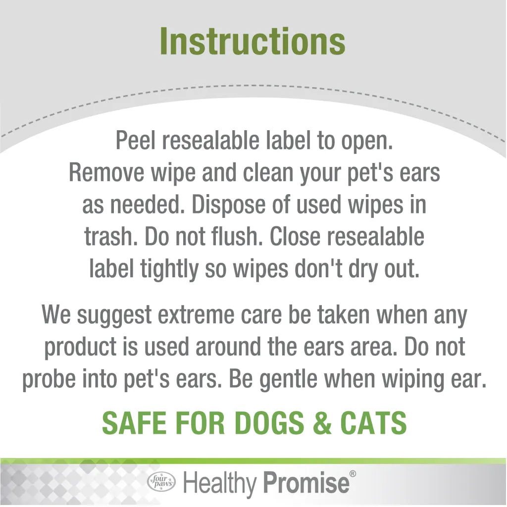 Four Paws Healthy Promise Ear Wipes For Cats & Dogs (25 ct)