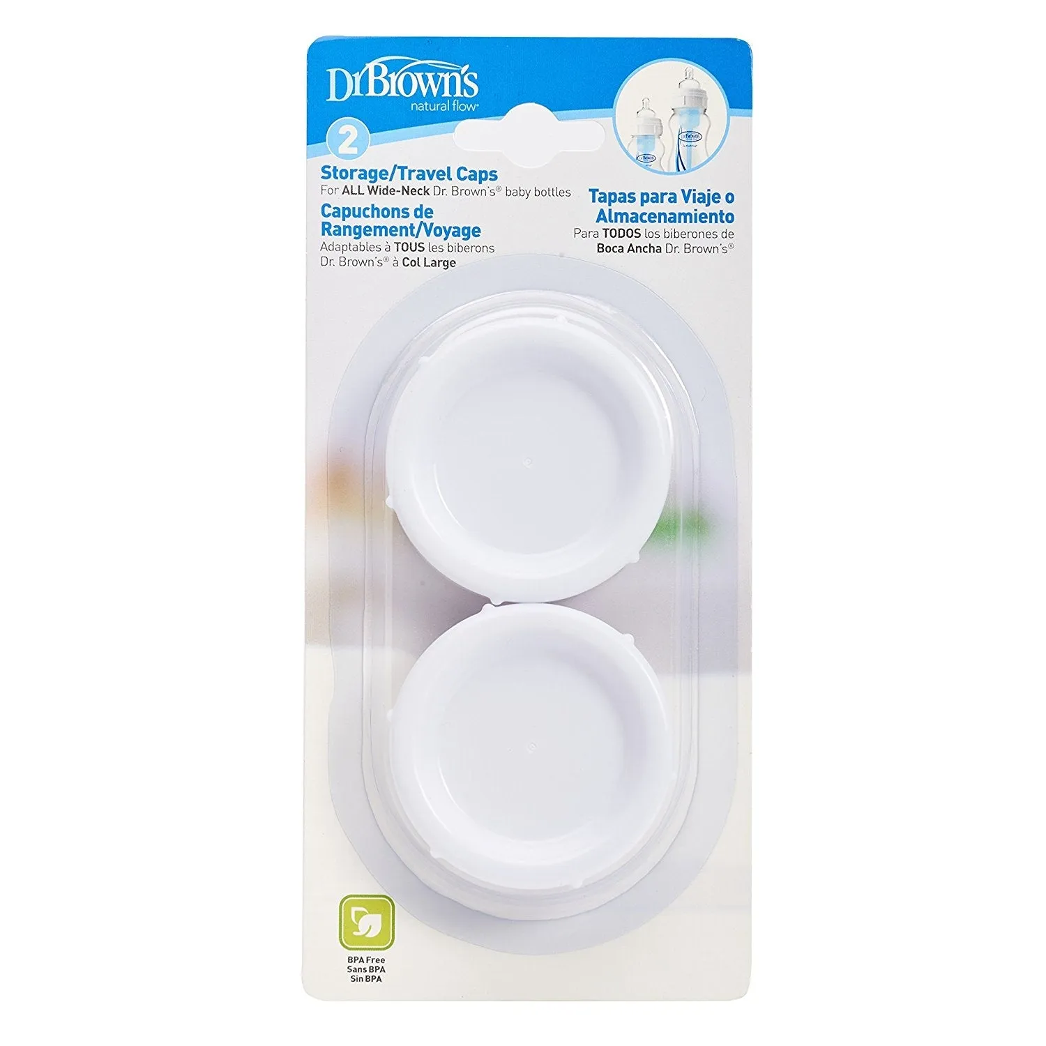 Wide Neck Storage Travel Caps Replacement - 2 Pack
